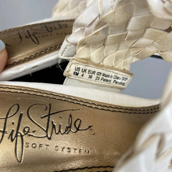 Life Stride | White Strappy‎ Slip On Heels 6 - Picture 6 of 6